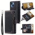 thumbnail image 1 of Premium Leather Flip Phone Case with Zipper Wallet for iPhone 14, 13, 12, 11 Pro Max, X, XS, XR, 8, 7, Plus SE 2020, 2022, 1 of 5