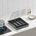 thumbnail image 4 of Modular Cutlery Tray with Lid - Compartmentalized Outdoor/Indoor Utensil Storage Box, Raised Partitions (33x28x4.8cm), 4 of 6