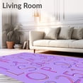 thumbnail image 2 of ODIKA 4x6 Machine Washable Non-Slip Area Rug, Letters Featuring Intertwined and Doodle Accents High Traffic Rug with Pad, Purple, 698524, 2 of 8