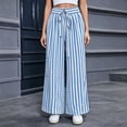 thumbnail image 4 of BODOAO Women's Floral Wide Leg Pants, Casual Summer Elastic Waist Lightweight Palazzo Trousers with Soft Draped Fabric, Loose Relaxed Fit and Pull On Design Shape Dark Blue S, 4 of 6