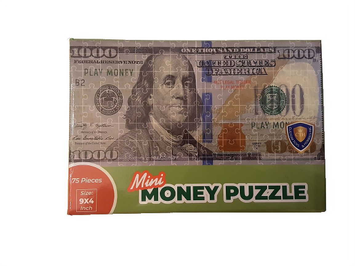Money Jigsaw Puzzle – US One Thousand Dollar Bill Copy Money Mini Jigsaw Puzzle for Adults & Kids – Fake Play Money Currency $1,000 Bill Educational Children’s Puzzle, 9”x4” by Custom Toys & Hobbies I - image 4 of 4