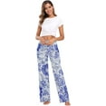thumbnail image 6 of Women's Pajama Pants Blue Floral Comfy Stretch Sleepwear Essentials womens Lightweight Lounge Terry Pajama Pant, X-Large, 6 of 7