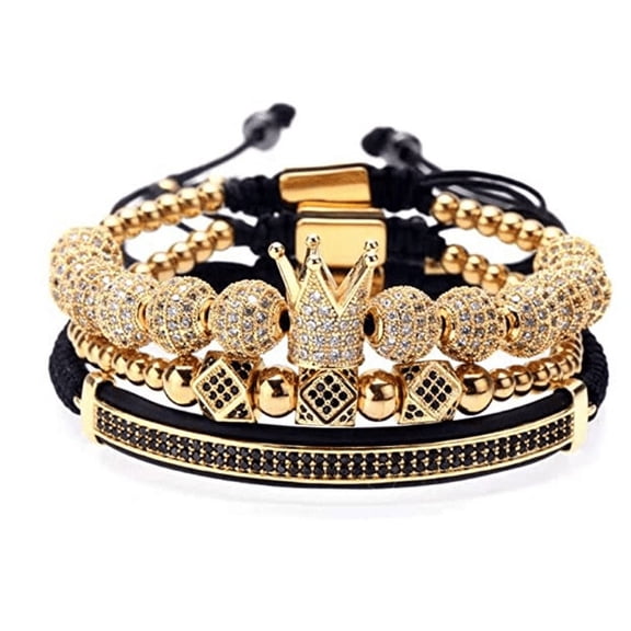 3Pcs Luxury Glamour Royal Stacking Beaded Bracelet Set - Unisex Luxury Gift