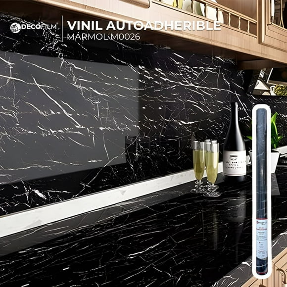 Papel Tapiz PANEL DECORATIVO Mármol Madera Solido Vinil Adhesivo 500x60cm MADERA ENTINTADA NEGRA