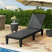 Dextrus Adjustable Outdoor Lounge Chair Chaise Outdoor Lounge Chair, Black