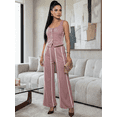 thumbnail image 2 of Conjunto 2 Piezas Elegante, Top Ajustado con Botones y Pantalón Palazzo con Rayas, Look Chic y Estilizado para Mujer, 2 of 5