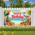 thumbnail image 7 of Colorful Design Happy Birthday Tropical Beach Banner Decorative Flamingo Parrot Floral for Beach Party Celebration Kids, 7 of 7