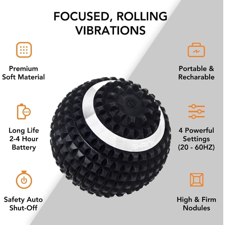 Shrink Vibrating Massage Ball with 4-Speeds - Deep Tissue Trigger Point for  Relieving Muscle Pain and Tension