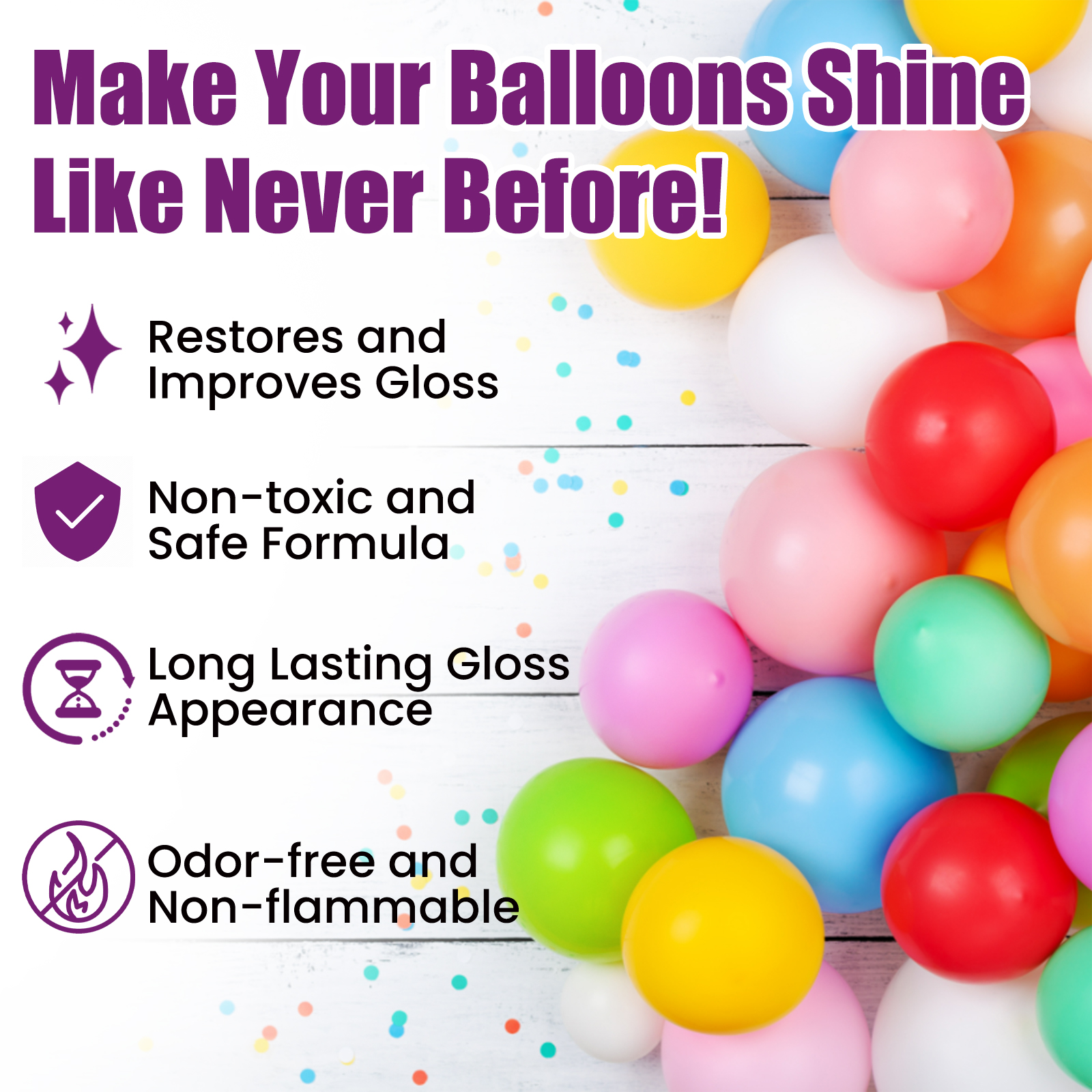 Alvantor Balloon Shine Spray for Latex, High Gloss Anti-Oxidation Lasting Shine, Party Decorations, 1fl.oz