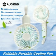 AUGIENB Electric Mini Fan Portable Summer Cooling USB Fan Foldable Rechargeable Child Hand Fan with 6 Fan Leaves / 3 Speed for Traveling Home Office Indoor Outdoor Camping