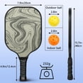thumbnail image 3 of Pickleball Paddles Set Of 1, Fiberglass Surface, Liquid & Marble Print, 1 Paddles, 2 Balls & Bag, 3 of 5