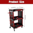 thumbnail image 3 of 3 Tier Rolling Utility Tool Cart, 36" Workshop Service Cart 297 lbs Heavy Duty Tool Cart with Tool Hanging Board & Hook, 3 of 7