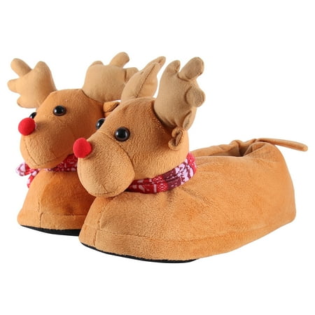 

BERTDOMD 1 Pair Adorable Elk Slipper Warm Plush Slipper Home Shoe for Autumn Winter