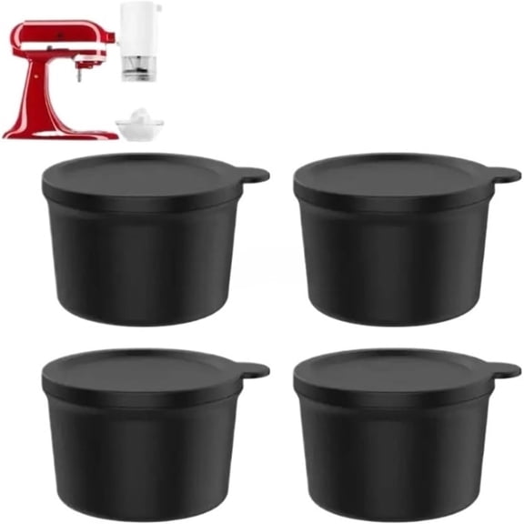 4PCS Ice Replacement for Kitchenaid, Reusable Plastic Ice Molds with Lids, Compatible with KitchenAid Ice Shaver Machine Accessories Easy to Clean