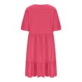 thumbnail image 6 of gljltg Summer Dresses for Women Round Neck Short Sleeve Plus Size Dress High Waist Solid Color Ruffled Short Dress Oversized Party Elegant Office Work Dresses, 6 of 8