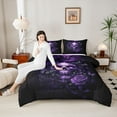 thumbnail image 4 of Castle Fairy Abstract Floral Skull 3-Piece Full Size Comforter Set, Gothic Style, Chic Flowers Butterflies, 4 of 8