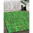 thumbnail image 3 of Ahgly Company Machine Washable Indoor Square Transitional Neon Green Area Rugs, 8' Square, 3 of 7