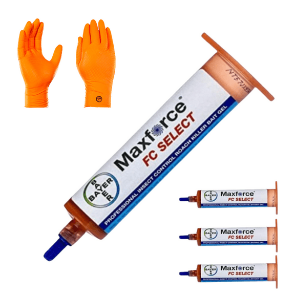 Max Force Roach Killer - Select - German Roach Killer with Premium Chemical Resistant USA-Supply Gloves- 4 Tubes×30g | USA Supply Pest Identification Card
