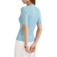 thumbnail image 3 of INSPIRE CHIC Women's Tops Ribbed Knit V Neck Button Henley Short Sleeve Blouse M Blue, 3 of 6