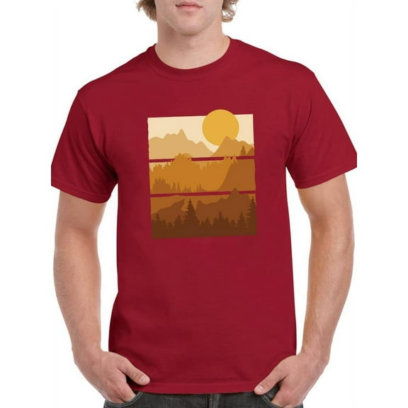 Mountiains Panels And Sun T-Shirt Men -Smartprints Designs, Male Small