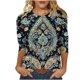 thumbnail image 1 of Tops de Verano 3/4 Mangas para Mujeres 2025 Impresa Camiseta Blusa Cuello Redondo Primavera Y Verano Top, 1 of 5