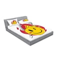 thumbnail image 2 of Ambesonne Emoji Fitted Sheet & Pillow Sham Set, Grunge Street Art Character, King, Dark Pink Mustard Orange, 2 of 2
