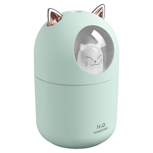 Cateissary Humidificador Mini humidificador de dibujos animados para el hogar y la Oficina, difusor de Aroma USB de 300ml con Humidificadores Verde 0205#