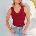thumbnail image 6 of Womens Summer Tank Tops V Neck Sleeveless Shirts Ribbed Tanks Slim Fitted Casual Basic Tee Shirt, 6 of 7