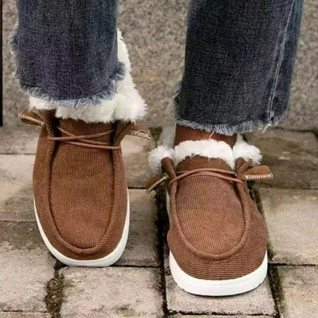 

Warm Fleece Slip On Loafer Sneakers Low Top Slip-On Shoes Lightweight & Comfortable Walking Shoes Women s Footwear