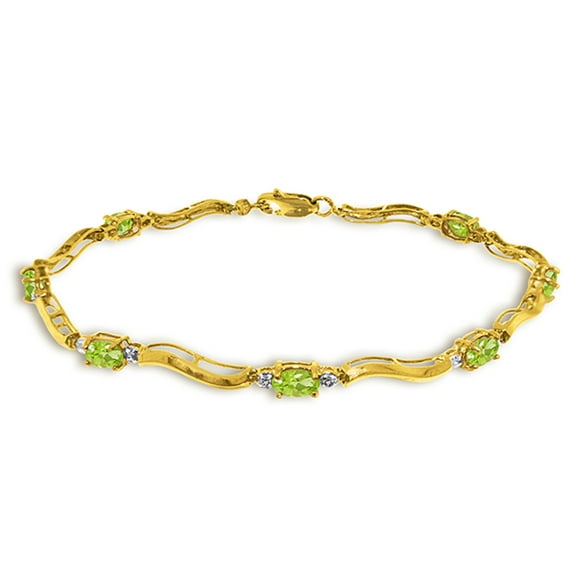 Galaxy Gold 2.01 CTW 14k Solid Gold Tennis Bracelet Diamond Peridot