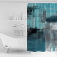 thumbnail image 2 of Turquoise Grey Abstract Art Shower Curtain, 48" x 72", Teal Blue Graffiti Retro Gradient Waterproof Bathroom Curtain Washable Shower Curtain Set with 12 Hooks, 2 of 6