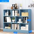 thumbnail image 4 of IOTXY Simple Bookcase with Base - 3 Tier 8 Cubes Freestanding Low Display Cabinet, Bright Blue, 4 of 5