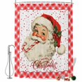 thumbnail image 2 of Christmas Santa Claus Shower Curtains for Bathroom, Winter Xmas Holly Leaf Red Checkered Waterproof Fabric Shower Curtain, Decorative Bathroom Curtain for Bathtub, 72"x72", No Hooks Included, 2 of 9