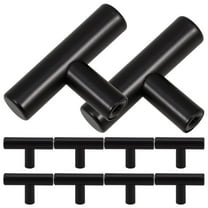 WORGEOUS 10Pcs Matte Black Kitchen Cabinet Knobs Black Cabinet Knobs Modern T Knobs Single Hole 50mm Stainless Steel Dresser Drawer Knobs for