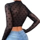 thumbnail image 4 of MHFRRA Camiseta de Manga Larga Sexy y Ajustada para Mujer, Nueva, con Malla Interior Negro, 4 of 7
