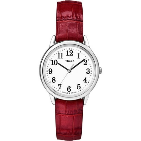 Timex Women's Easy Reader Watch, Red Croco Pattern Leather Strap