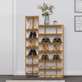 thumbnail image 5 of MoNiBloom Bamboo 14 Tiers Shoes Rack, 28 Pairs Organizer Shelves Stand, Brown, for Entryway, 5 of 11