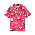 thumbnail image 4 of Girls Polo Shirt Henley Short Sleeve Cute Cartoon Animal Print T Shirts Button Closure Comfy Active School Uniform, 160, 4 of 5
