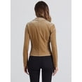 thumbnail image 4 of DARING DIVA Women's Button Front Velvet Blazer Lapel Crop Suit Jacket S Khaki, 4 of 6