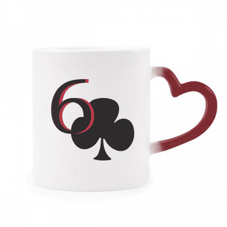 

Happiness Club 6 Poker Heat Sensitive Mug Red Color Changing Stoneware Cup