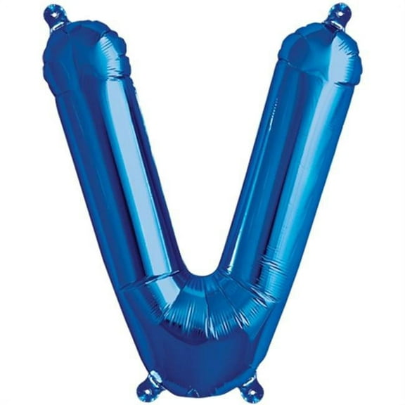 16 inch Letter V - Northstar - Blue (Air-Fill Only) Foil Mylar Balloon - Party Supplies Decorations