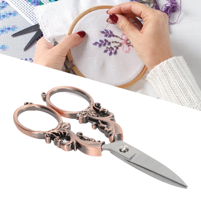 Vintage Design Ergonomic Embroidery Scissors Soft Handle Stainless Steel Sewing Craft Shears, Multifunctional Cutting Tool for Needlework, Crochet, Crafting