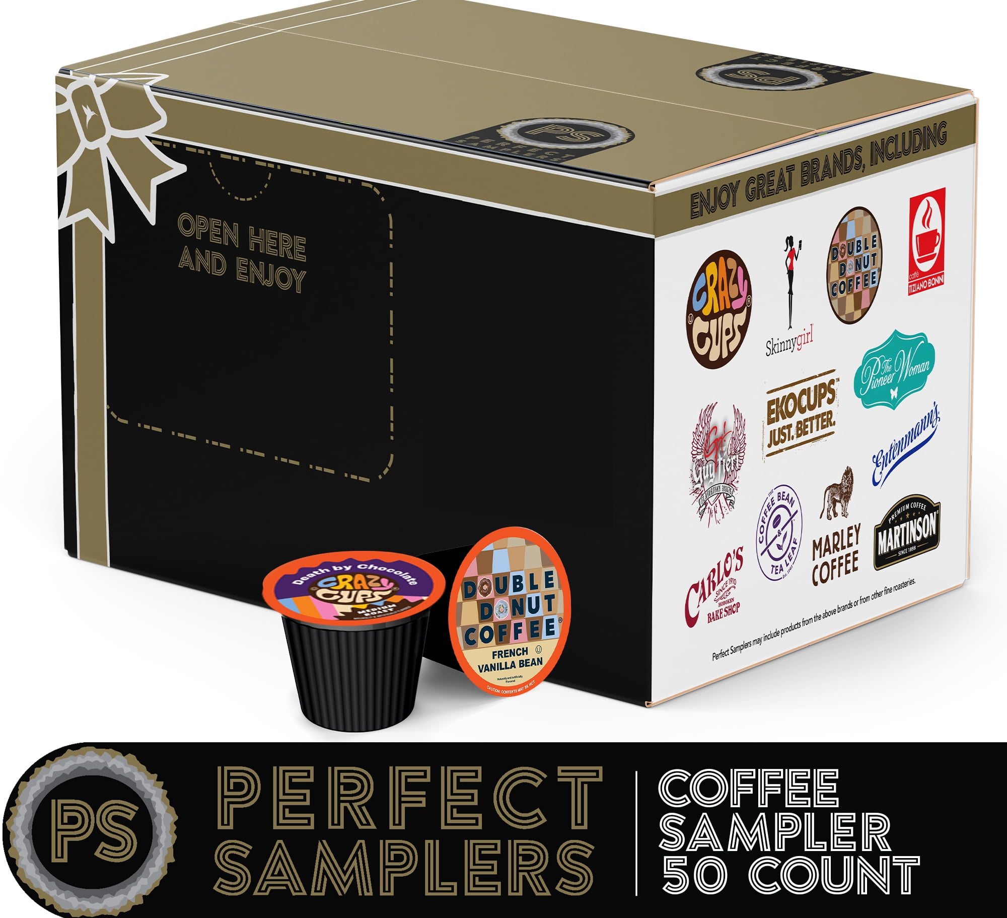 Perfect Samplers Coffee Pods Variety Pack, 50 Count Premium Flavored K-Cup Pods, 100% Arabica Medium to Dark Roast for Keurig Machines