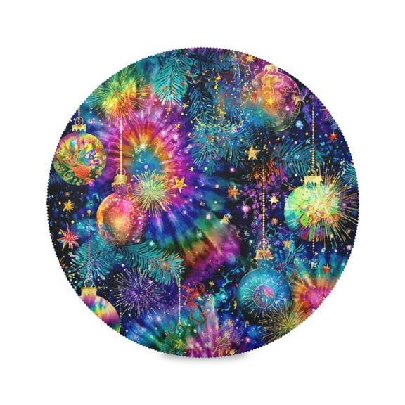 JLWWHD Colorful Tie-dye Background Round Placemats Set of 6 Heat Resistant Washable Kitchen Table Decorations 15.4in