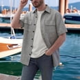 thumbnail image 2 of LIaqionyy Short Sleeve Button down Shirts for Men Casual Summer Collar Solid Color Beach Shirt with Pocket, 2 of 5