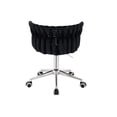 thumbnail image 4 of Silla para tocador con ruedas, en terciopelo diseño trensado, altura ajustable, giratorio, acolchonado, estructura cromada, vanguardista, SKU EL19172-1 CH NEGRO TERCIOPELO, 4 of 5