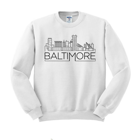 Skyline Baltimore Maryland Sweatshirt Unisex 5X-Large White