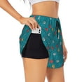 thumbnail image 2 of Disketp Funny Cat Blue Print Women's Shorts Workout Shorts for Athletic Gym Running Shorts with Phone Pockets, 2 of 8