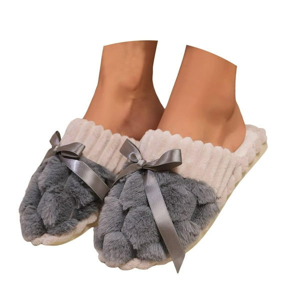 Oyedens Fuzzy Slippers for Women Indoor Outdoor Fashion Fluffy House Slippers Memory Foam Slip on Shoes