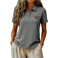 thumbnail image 3 of ZUBKTE Women's Short Sleeve V-Neck Business Casual Work Collared Tops S-2XL, 3 of 7